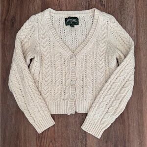 American Eagle Cable Knit Cream Sweater